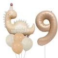 Detail of matte cream dinosaur and number 9 balloon set for child's birthday party - Caramel Dinosaur Set 9 (Number 9)