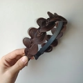 Handcrafted dark brown braided headband with synthetic hair and high crown design - Sandwich Twist Braid (4.5CM Wide) / Dark Brown