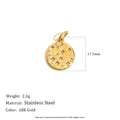 18K gold plated stainless steel star coin pendant with white zircons 17.5mm - Full Zircon Coin Starry Pendant - Gold