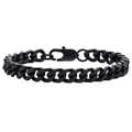 Close-up of black Cuban link bracelet with high-gloss finish and secure lobster clasp - 8mm Clasp-18cm / Black