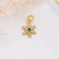 Pendentif flocon en plaqué or 18k serti de zircons cubiques verts et blancs - Or avec Zircon Vert