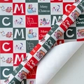 Christmas wrapping paper with red green checkerboard pattern and cute cartoon characters - Christmas Wish / 50*70CM