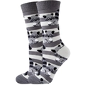 Mid-calf socks featuring grey and white stripes with a cute cartoon raccoon pattern - Size 35-42 / Grey Raccoon