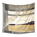 Detail of artistic landscape tapestry featuring an open window and lace curtain design - 73X95CM (Cross-border Brushed) / Field Screen (ZJ629-3)