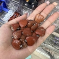 Polished red-brown agate heart charms with silver metal clasps for DIY jewelry making - Red Jasper