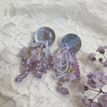 2603034 Purple Seashell Crystal Beaded Earrings
