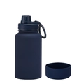 Deep blue matte 650ml stainless steel insulated sports bottle with silicone base - 650ml / Indigo - Sport
