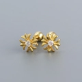 Boucles d'oreilles croix en argent S925 doré avec centres en zircone cubique brillants - Argent 925 / Or
