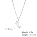 Detailed size and weight specs for silver flower pendant with 45+5cm necklace chain - Steel Color Iris
