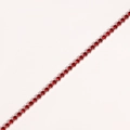 Close-up of red round-cut cubic zirconia stones set in a silver claw chain bracelet - Silver - Red Zirconia