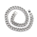Chaîne cubaine argentée de 15 mm avec strass étincelants sur fond blanc pour un style hip-hop - 50cm / Argenté