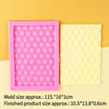 Pink honeycomb silicone mold for DIY cake borders with yellow finish size 11.5x16cm - Pink