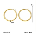Dettaglio delle dimensioni e peso degli orecchini a cerchio dorati da 5 cm in acciaio - Cerchio Diametro 50mm (HC-E10117) / Oro