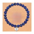 Blue natural stone beaded bracelet with silver heart charm on a sister gift card - Lapis Lazuli + TO MY SISTER Card
