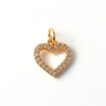 Elegante ciondolo a cuore placcato oro con scintillanti zirconi bianchi da donna - 03-Cuore Cavo