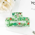 Pinza para el pelo navideña de acrílico verde transparente con lentejuelas - Verde (Árbol de Navidad/Bastón de caramelo)