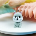 DIY accessory with grey Shiba Inu puppy charm and metal ring for jewelry making - Grey Shiba Inu