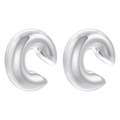 Polished silver irregular C-shaped twist ear cuff earrings with smooth metallic finish - Minimalist Thickened Style / White Gold