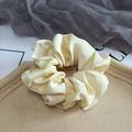 Elegant cream satin large scrunchie with silky finish for hair styling - Light Yellow