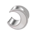 Silver crescent moon ear gauge with white shell inlay for body piercing jewelry - 8mm / Silver (Steel Color Moon)