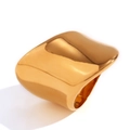 Anillo de silla ancho bañado en oro de 18K con diseño geométrico minimalista pulido - US 6 / Dorado
