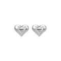 Pendientes de corazón en acero inoxidable plateado pulido con acabado de espejo liso - Color Acero
