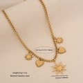 Collana spessa dorata in acciaio inossidabile con ciondoli sole e cuore, 40+5cm - Pendaglio Doppio Sole Doppio Cuore (5#)