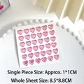 Sparkling pink heart diamond stickers for kids craft activities with faceted 3D crystal effect - S Size Pink (36 Pcs/Sheet)