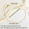 18K gold plated copper necklace chain 45cm adjustable with lobster clasp for DIY - 1.4mm Width 45cm Adjustable Link Chain