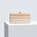 Chic pearlescent acrylic evening clutch bag in cream white with horizontal stripes - Apricot