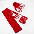 LED Christmas hat and scarf set with reindeer pattern and Let It Snow lettering - Set 3 (Red Reindeer Snowflake)