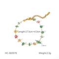 Dettaglio del bracciale dorato con pietre naturali colorate, chiusura S-STEEL e misure - Bracciale Oro con Pietre Colorate (HC-B20076)
