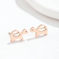 Minimalist turtle shaped stud earrings in rose gold finish on a clean white background - Rose Gold