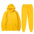 Bright yellow unisex sports tracksuit with drawstring hoodie and tapered joggers - Yellow