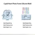 Kit moule en silicone cadre photo cœur Cupidon avec base rectangulaire pour résine époxy - Moule de cadre photo coeur Cupidon + chaînes de perles colorées
