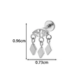 Silver titanium marquise zircon labret with three diamond shaped dangles, size 0.96x0.73cm - Rhombus Tassel (T2584-6#) / Silver