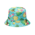 Light blue bucket hat with tropical pineapple and hibiscus flower print - Light Blue Pineapple Tropical (1)