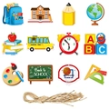 Set di 12 decorazioni per il rientro a scuola con scuolabus e motivi a matita colorati - 12 Pz/Confezione Etichette Rientro a Scuola