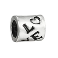 Zilveren cilindervormige bedel met LOVE-gravure en hart voor DIY-sieraden maken - LOVE Letter Kraal (#25)