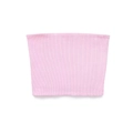 Women's pink ribbed knit tube top in elastic fabric, flat lay view on white background - S / Ribbed Tube Top / Pink