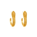 Elegant gold snake hoop earrings with micro-inlaid zircon and textured detail - Gold Snake Head Textured Ear Hoop (X395-C)