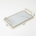 White marble texture vanity tray with gold metal frame and handles, 25x15x5cm size - Small (25x15x5cm)
