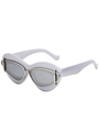 Occhiali da sole cat eye Y2K con montatura bianca e dettagli in metallo - Porcellana Argento Bianco Mercurio (C7)