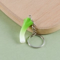 Funny realistic miniature green onion pendant keychain with silver metal ring - Fresh Scallion - Keyring Style (3.5cm)