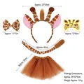 5-piece giraffe costume set with spotted headband, tutu skirt, bowtie, tail and stickers - 5pcs Set (Headband+Bowtie+Tail+Face Sticker+Brown Tutu) / Khaki Giraffe