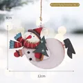 Flying snowman wooden Christmas ornament with star tree, size 8x12cm for holiday decor - Wooden Snowman No. 2 (with Christmas Tree) / 8x12cm