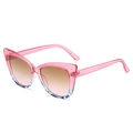 Fashionable cat eye sunglasses with pink to blue gradient frames and brown tinted lenses - Pink Tortoise Frame Pink Tea Lens