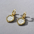 Vintage brass coin earrings with 18k gold and silver two-tone plating for women - Gold Earrings Pair