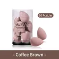 Set of 10 coffee brown teardrop makeup sponges in a clear snowflake pattern container - 10 Pcs/Jar - Coffee (11)