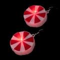 Luminous LED Christmas earrings with red and white striped round pattern design - Red Candy Earrings